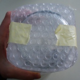 The bottom layer of bubble wrap